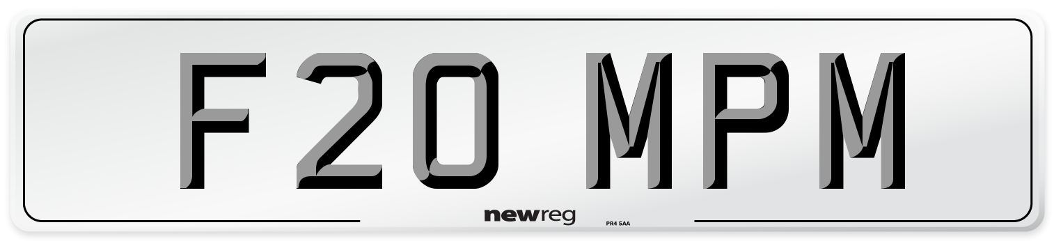 F20 MPM Number Plate from New Reg